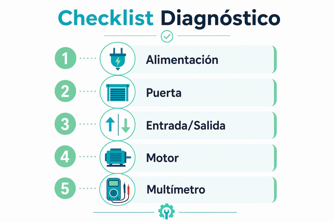 Diagnóstico de fallos en lavadora: checklist paso a paso 4 Infografía vertical con una lista de pasos imprescindibles para revisar y diagnosticar tu lavadora fácilmente.