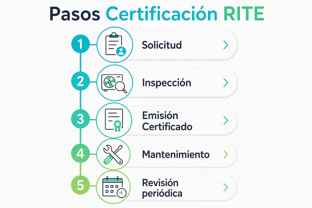 Certificación RITE: por qué importa en instalaciones térmicas 2 Infografía: principales etapas para obtener la certificación RITE