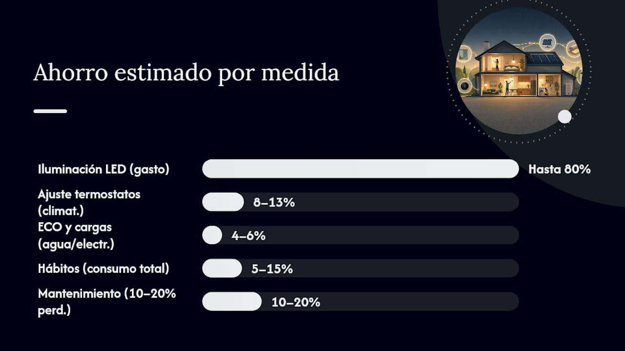 Cómo ahorrar energía en el hogar: 9 medidas clave 4 Gráfico sobre el ahorro energético y la inversión realizada en cada medida