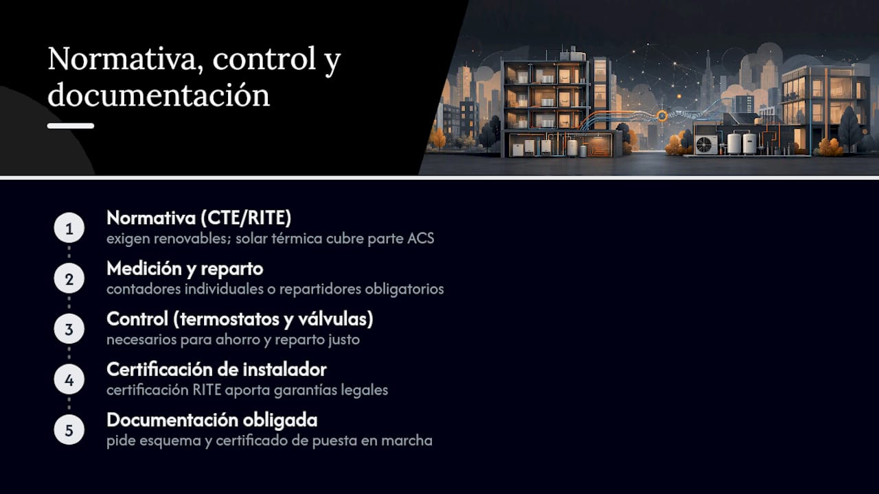 Ejemplos de sistemas de calefacción para edificios eficientes 3 Normativa, control y criterios de eficiencia relevantes — overview diagram