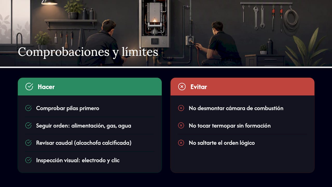 Cinco comprobaciones en casa cuando el calentador no hace chispa 3 Lo que la mayoría de guías no te dicen sobre esta avería — overview diagram