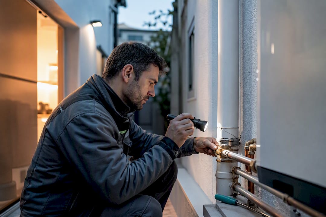 Técnico revisando la instalación de calefacción