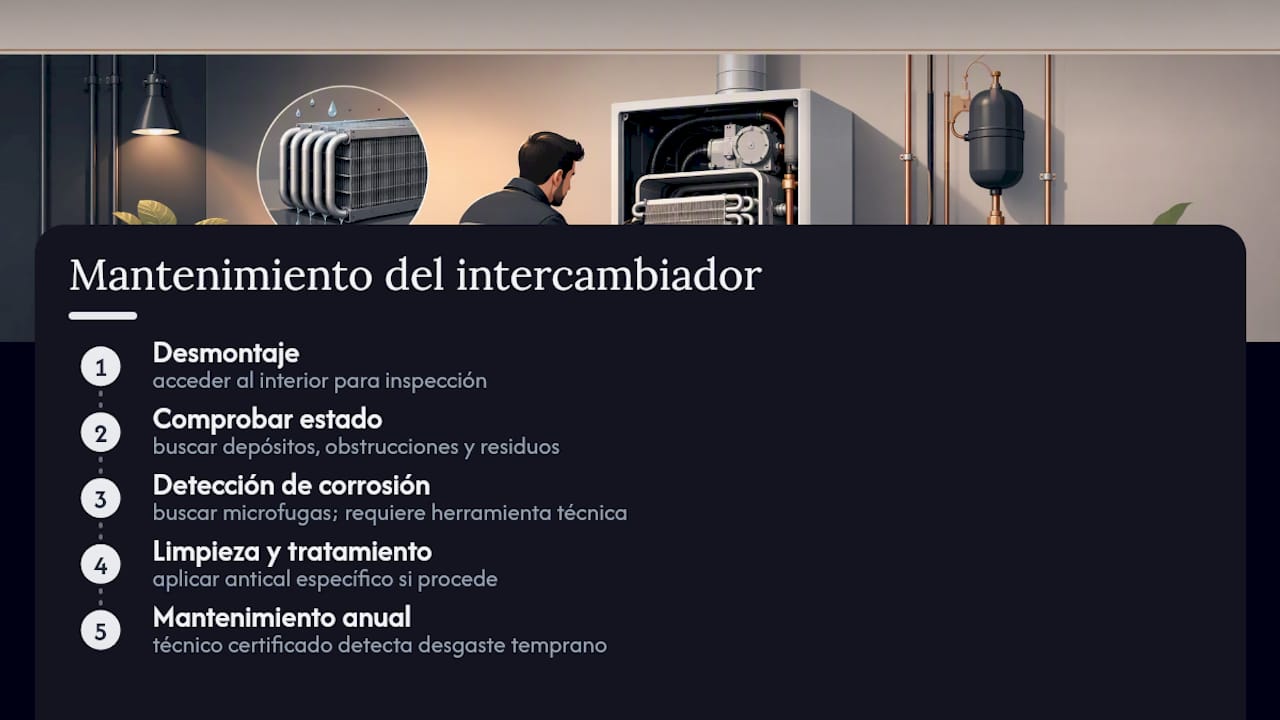 Revisión y mantenimiento del intercambiador de calor — overview diagram