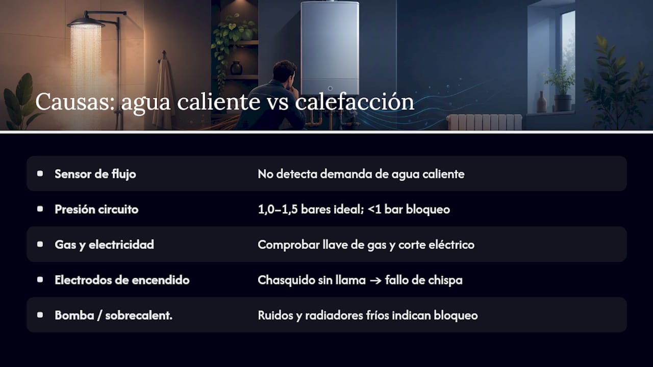 Caldera no enciende: qué comprobar antes de llamar al técnico 2 Causas frecuentes: diferencias entre agua caliente y calefacción — overview diagram