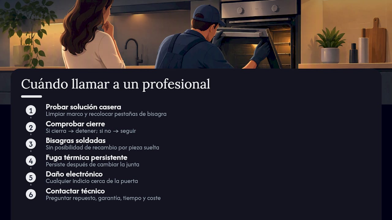 Puerta del horno que no cierra bien: causas y solución paso a paso 2 Diagrama de decisión para arreglar la puerta del horno