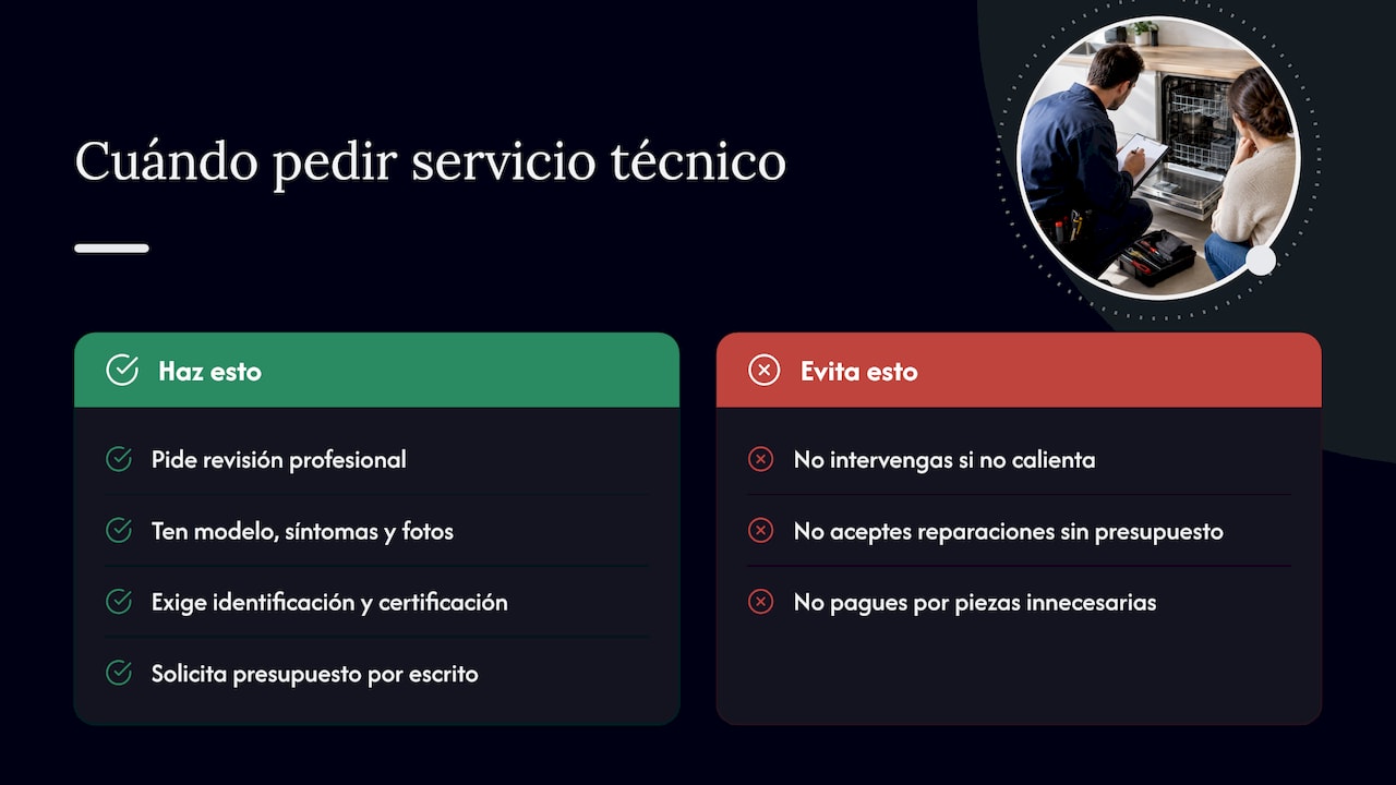 Lavavajillas no seca: causas frecuentes y cómo solucionarlo 2 Cuándo pedir un servicio técnico y qué exigir — overview diagram